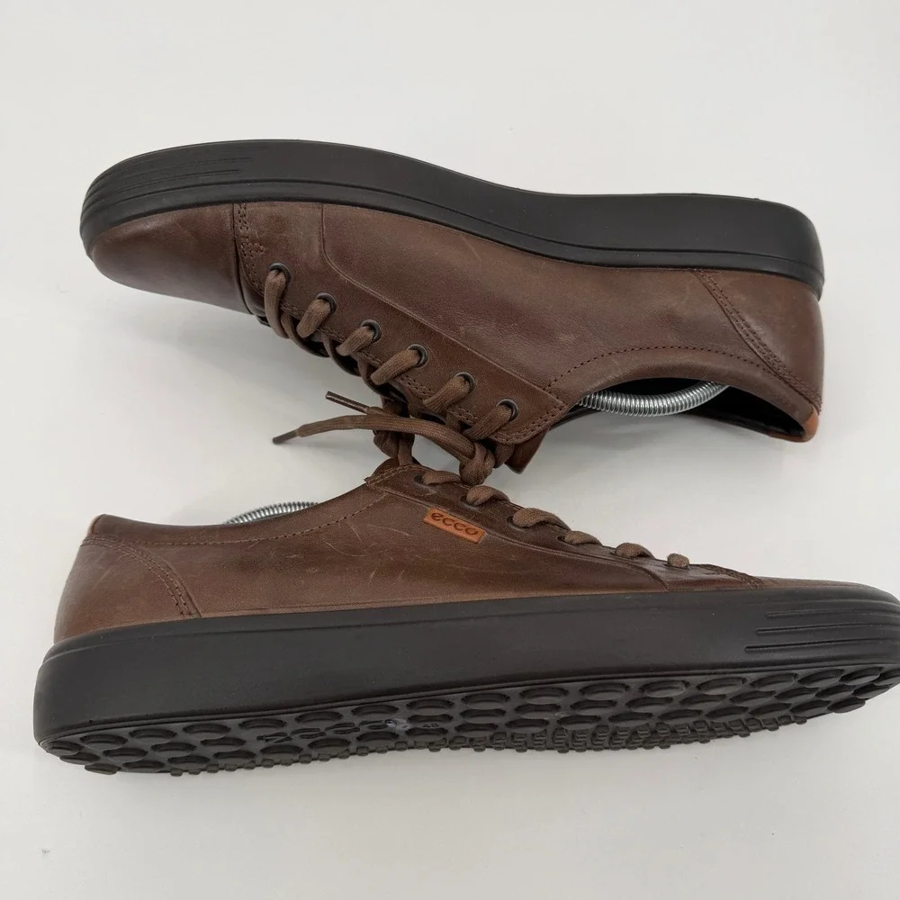 ECCO Soft 7 Mens Brown Leather Low Top Sneakers Casual Shoes Size 48 Scandi